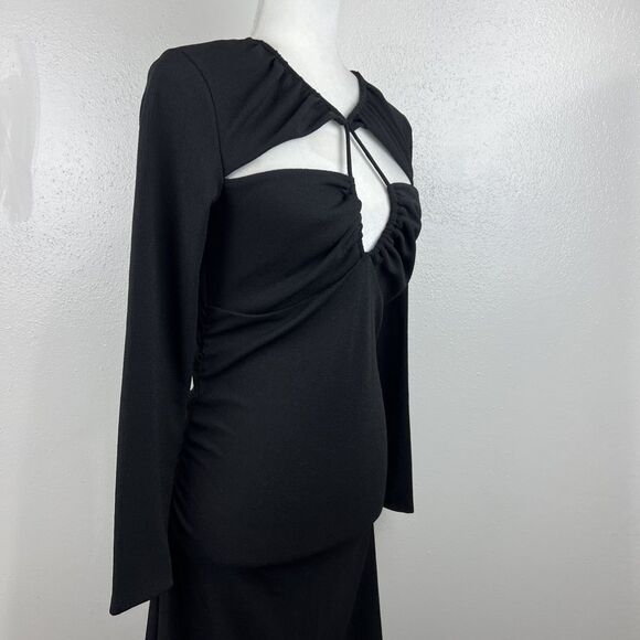 H&M Dress Women Medium Black Keyhole Top Long Sleeve Solid Casual Cocktail - Picture 12 of 14